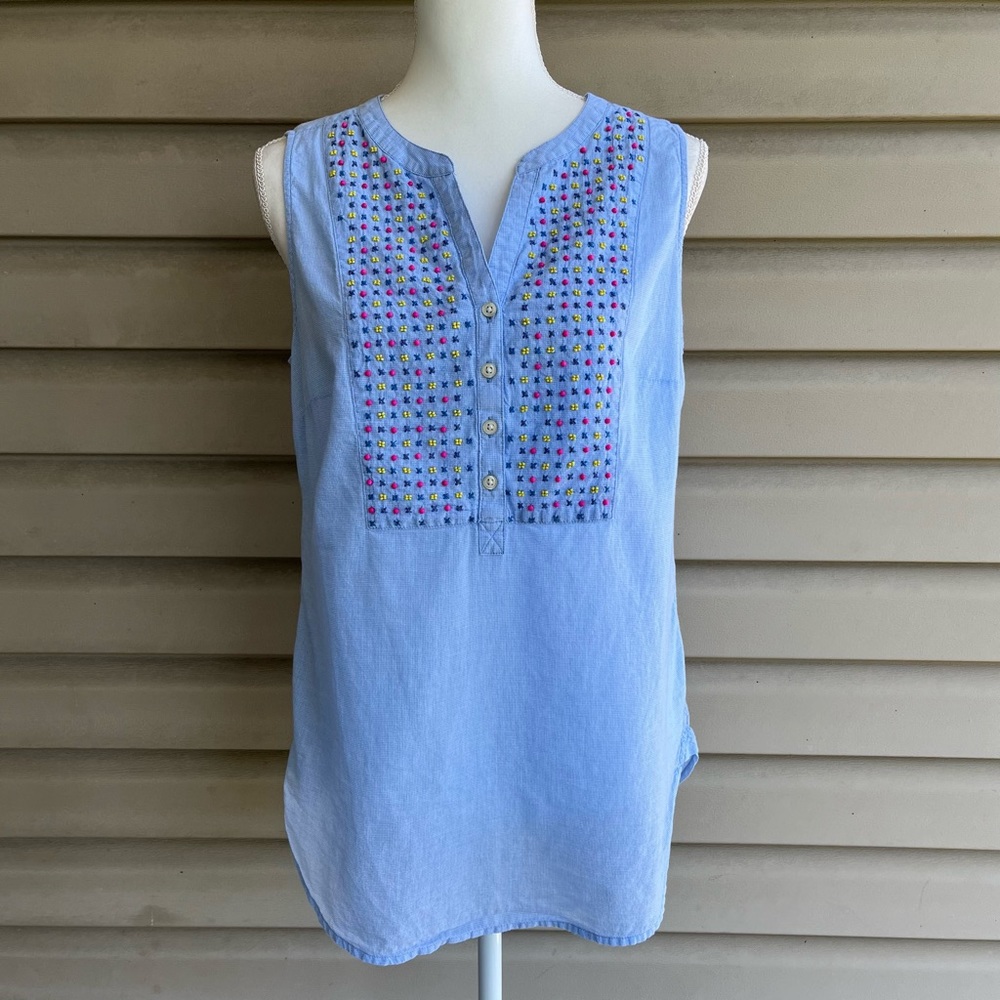 •Talbots• Beaded/Embroidered Popover Blouse - Size Medium